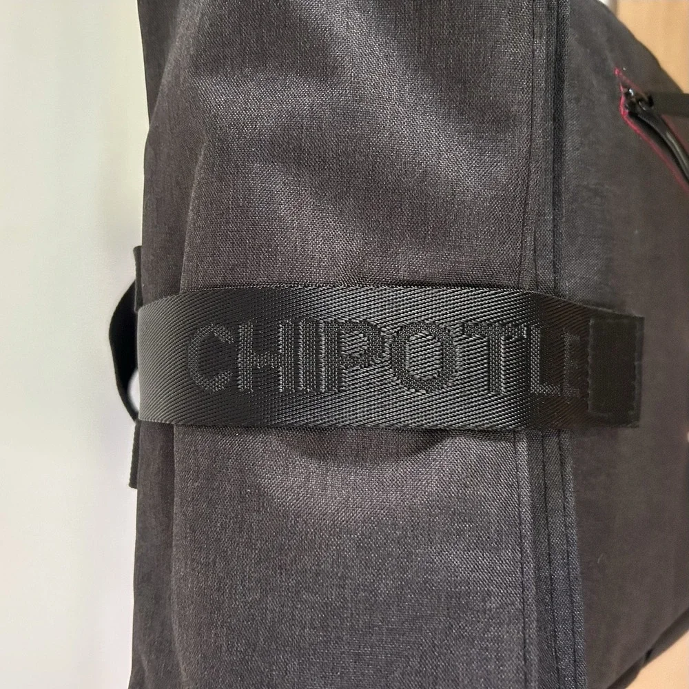 Chipotle RollTop Backpack Gray Ltd Ed Employee Gift SpellOut Fastfood Streetwear